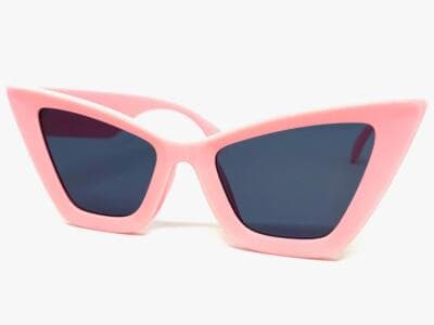 Pink cat-eye sunglasses with dark tinted lenses